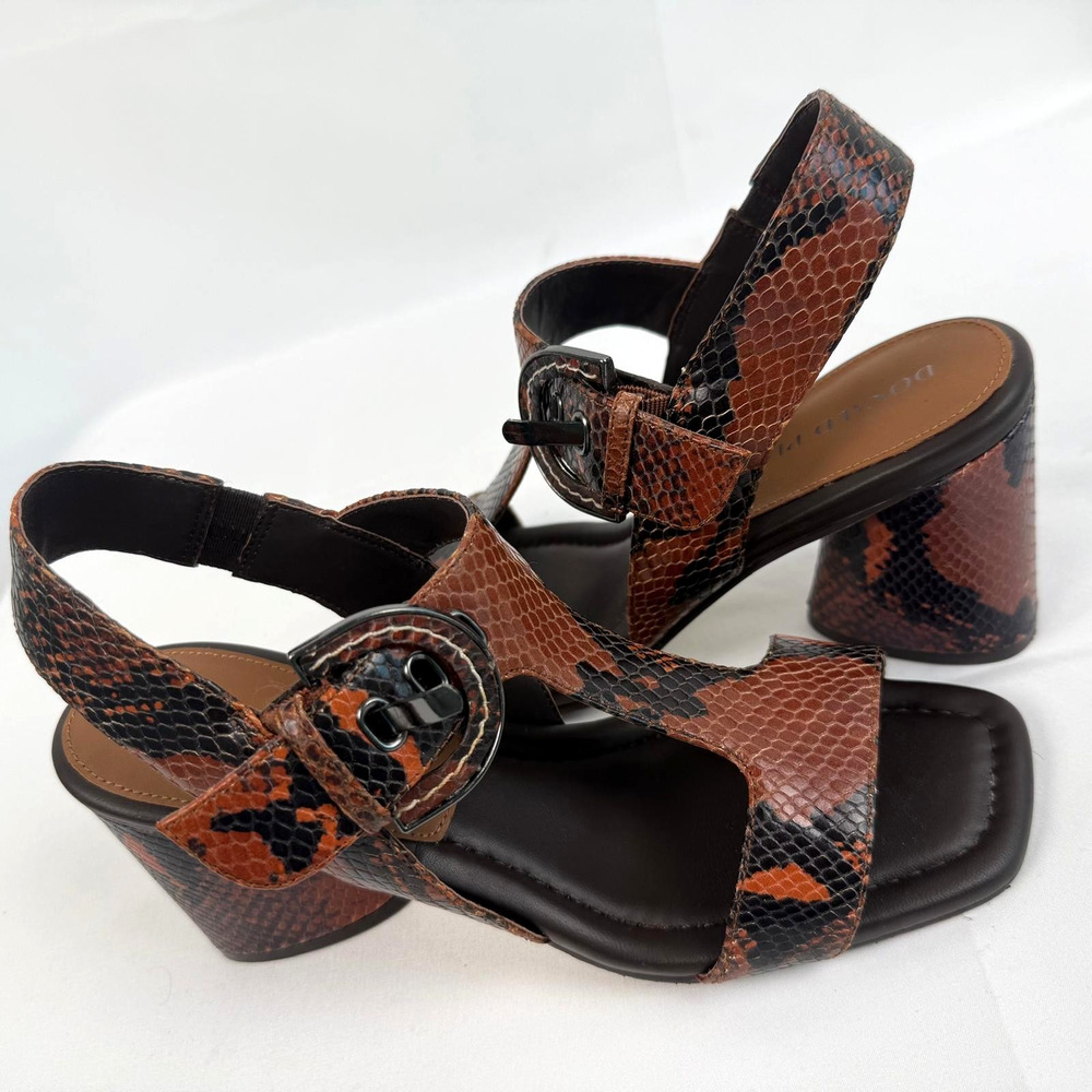 DONALD PLINER Erin Women's Sz 8.5M Snake Embossed Leather Sandals T-Strap $280